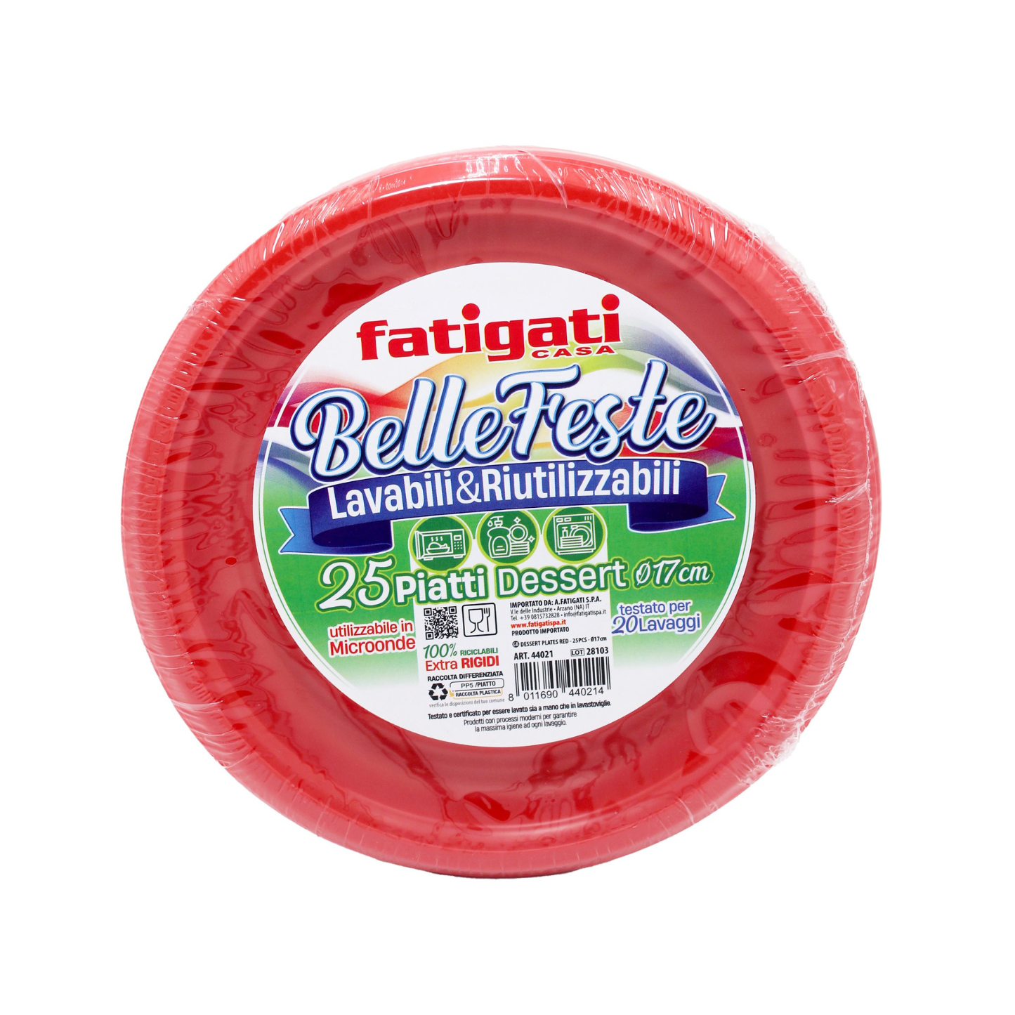 Piatti Dessert Plastica Riutilizzabili Rossi - Fatigati - 25pz