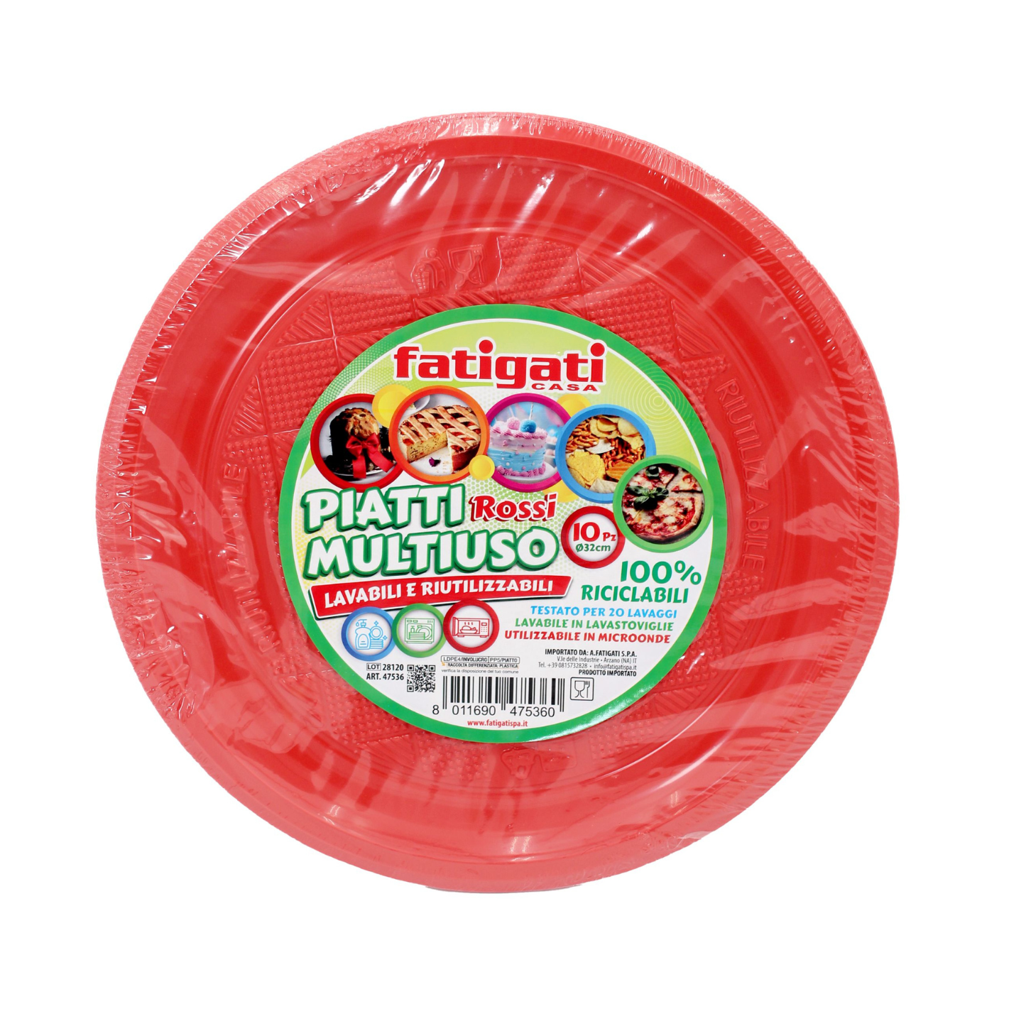 Piatti Multiuso Plastica Riutilizzabili Rossi - Fatigati - 10pz
