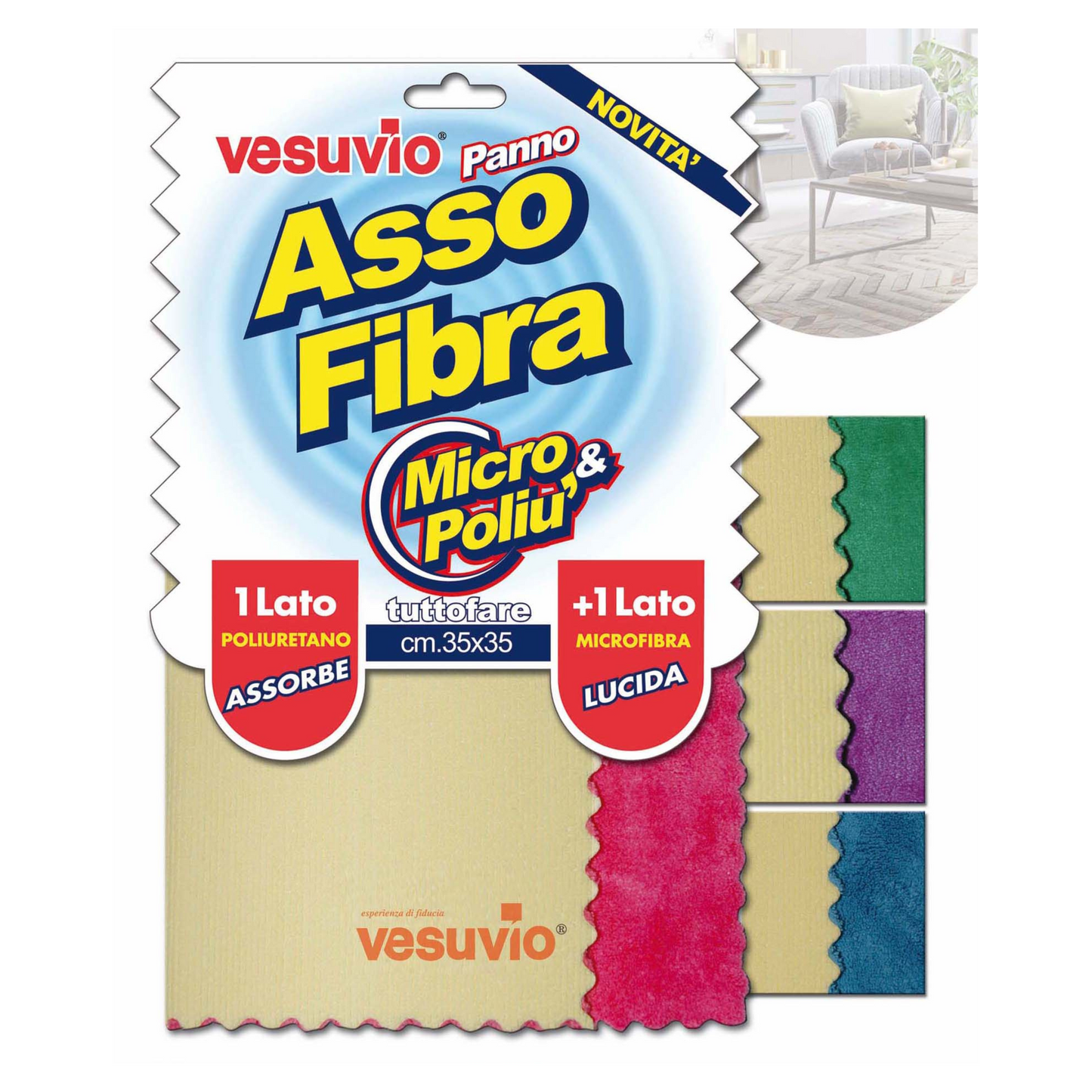 Panno Multisuperficie - Vesuvio - Asso Fibra - 35x35cm