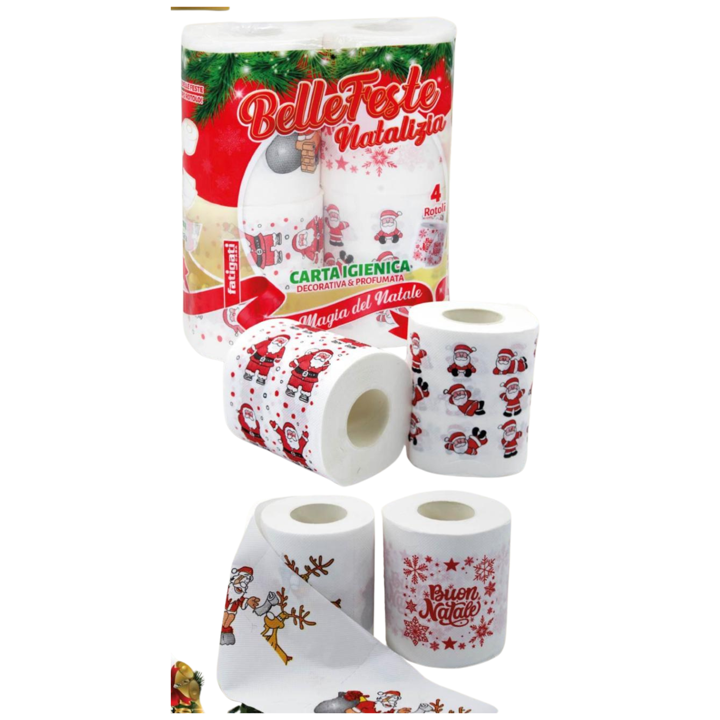 Carta Igienica Natalizia Profumata 2 veli - 4 rotoli - Fatigati
