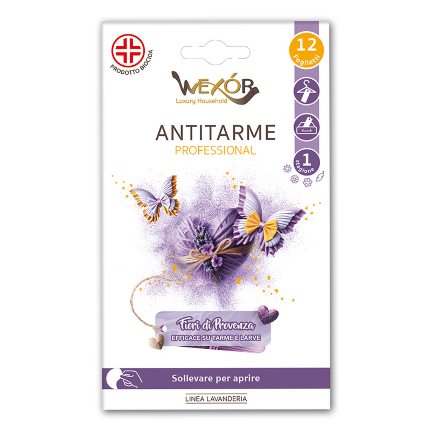 Fogli Armadio Antitarme - Wexòr Professional - Fiori di Provenza - 12pz