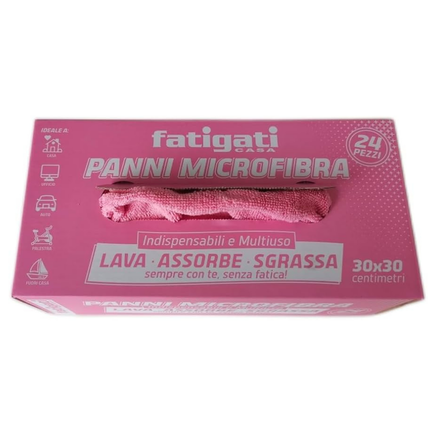 Panno Microfibra Multiuso - Fatigati - 24pz - 30x30cm - Colori Assortiti