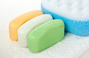 soap bars on towel