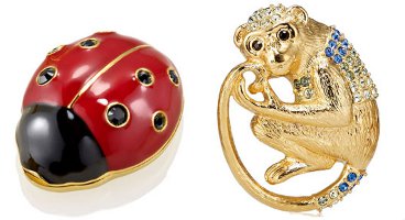 Estee Lauder solid perfume compacts, Ladybug and Monkey