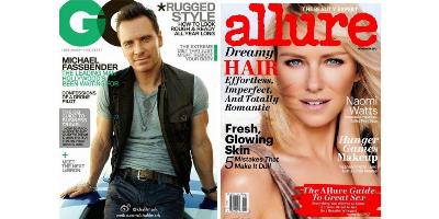 GQ and Allure magazine covers, November 2013