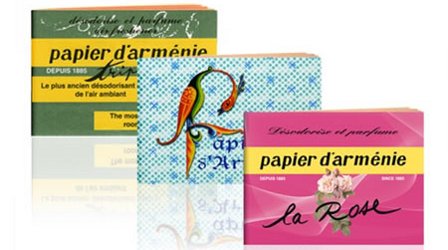 Papier d'Arménie burning papers