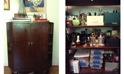 Angie's perfume cabinet, interior and exterior