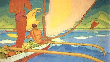 Men in an Outrigger Canoe