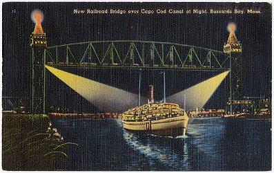 bridge over Cape Cod Canal at night