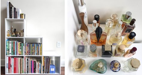 Arielle Weinberg step shelf, perfumes