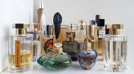 Arielle Weinberg, close up of perfume collection