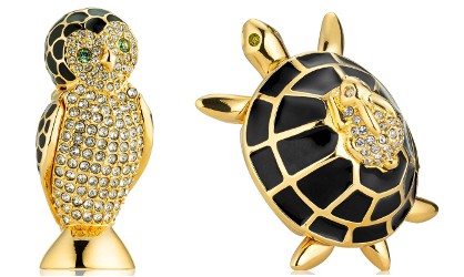 Estee Lauder Owl and Turtle solid compacts