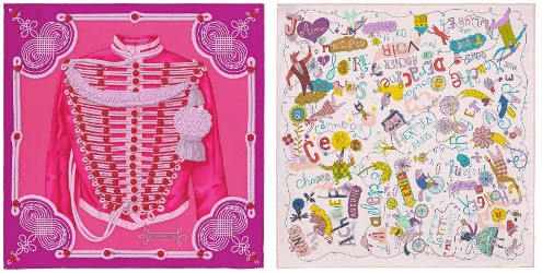 Hermès silk scarves Brandebourgs & Les Confessions