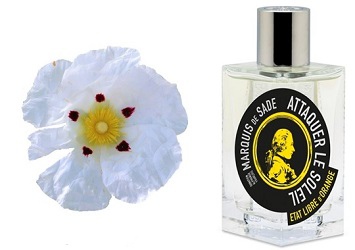 Etat Libre d'Orange Attaquer Le Soleil Marquis de Sade, bottle and blossom