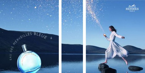 Hermès Eau des Merveilles Bleue, brand image, sliced