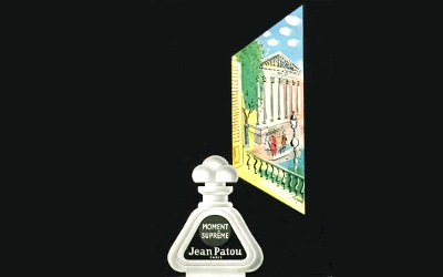 Jean Patou Moment Suprême, vintage advert with background extended