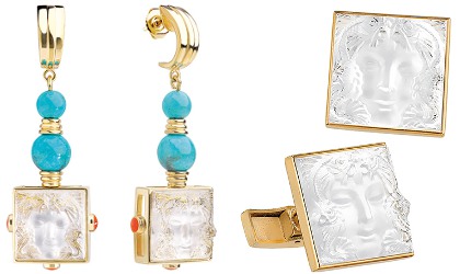 Lalique Aréthuse Earrings and Cufflinks