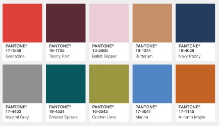 Pantone's Color Palette for New York for Fall 2017